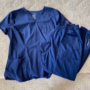 Jaanuu XL blue nursing scrub set